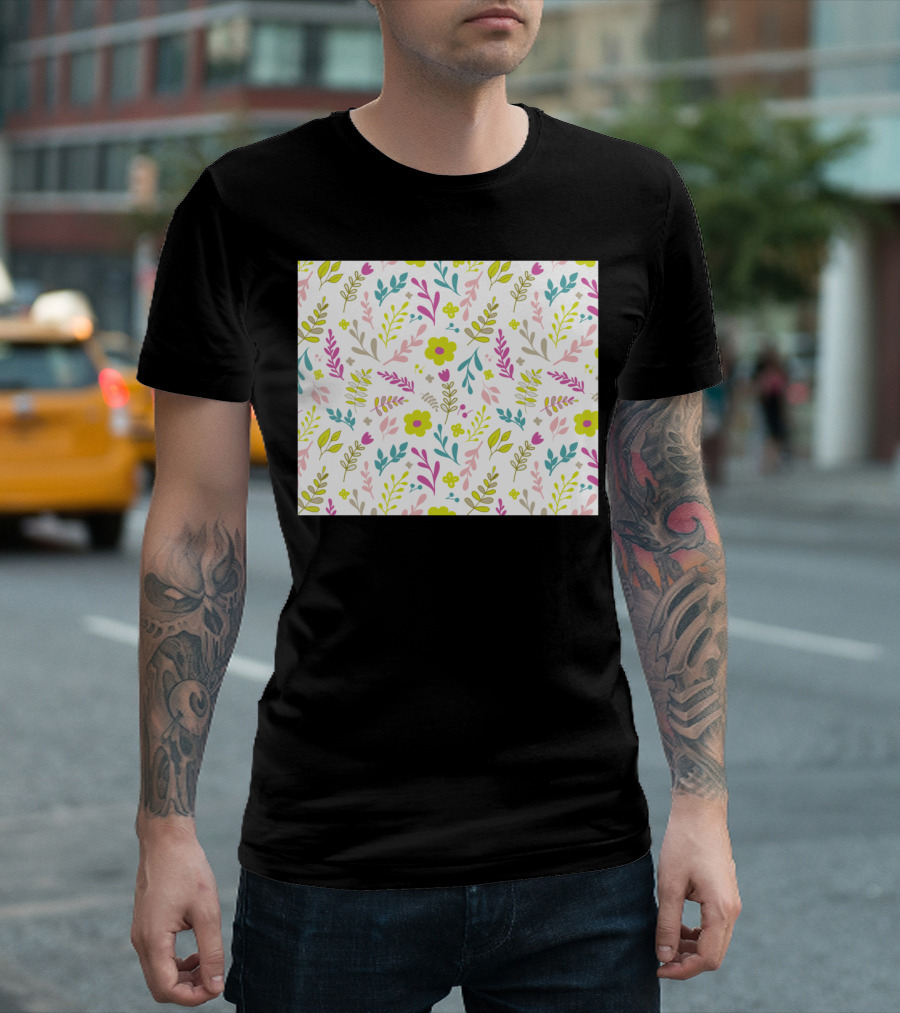 Happy Colorful Floral Pattern Everywhere T-Shirt