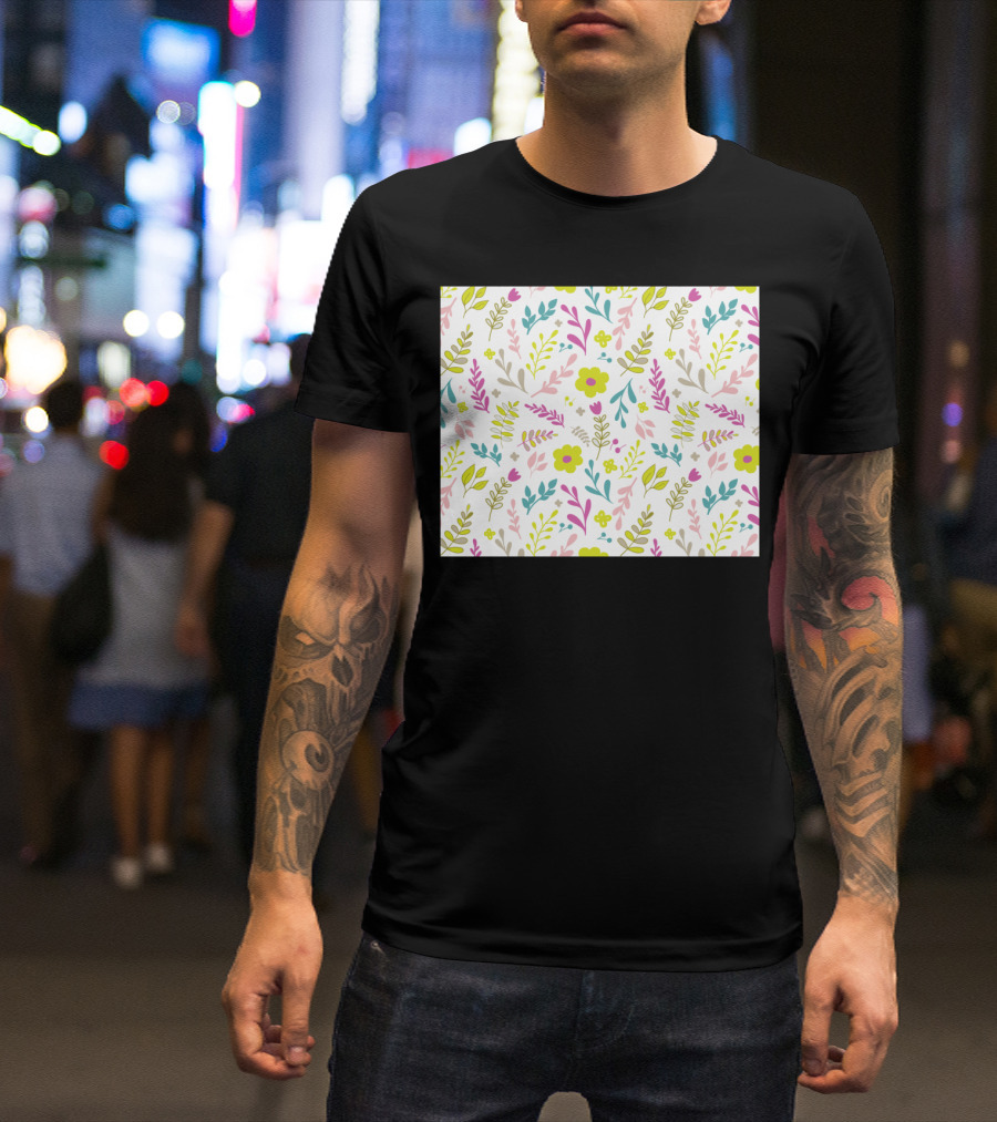 Happy Colorful Floral Pattern Everywhere T-Shirt