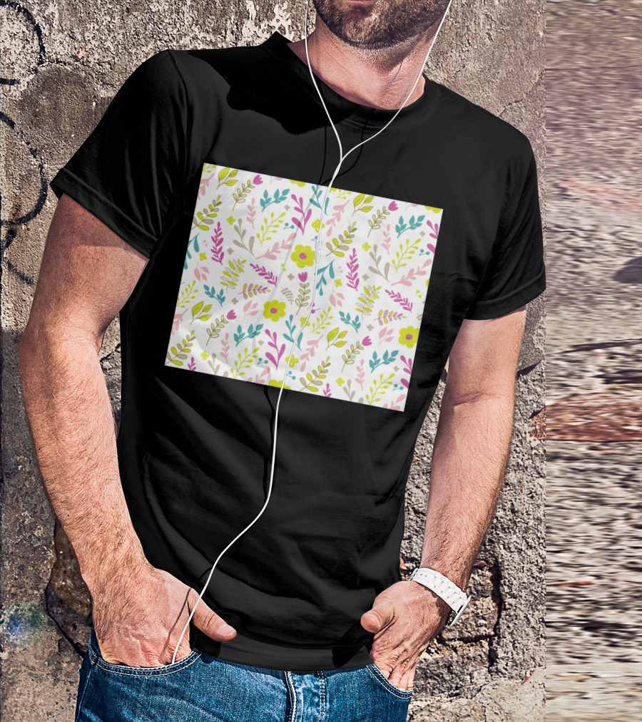 Happy Colorful Floral Pattern Everywhere T-Shirt