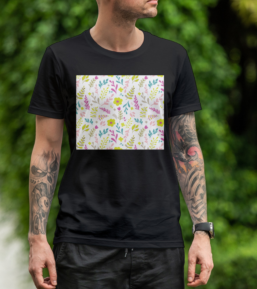 Happy Colorful Floral Pattern Everywhere T-Shirt