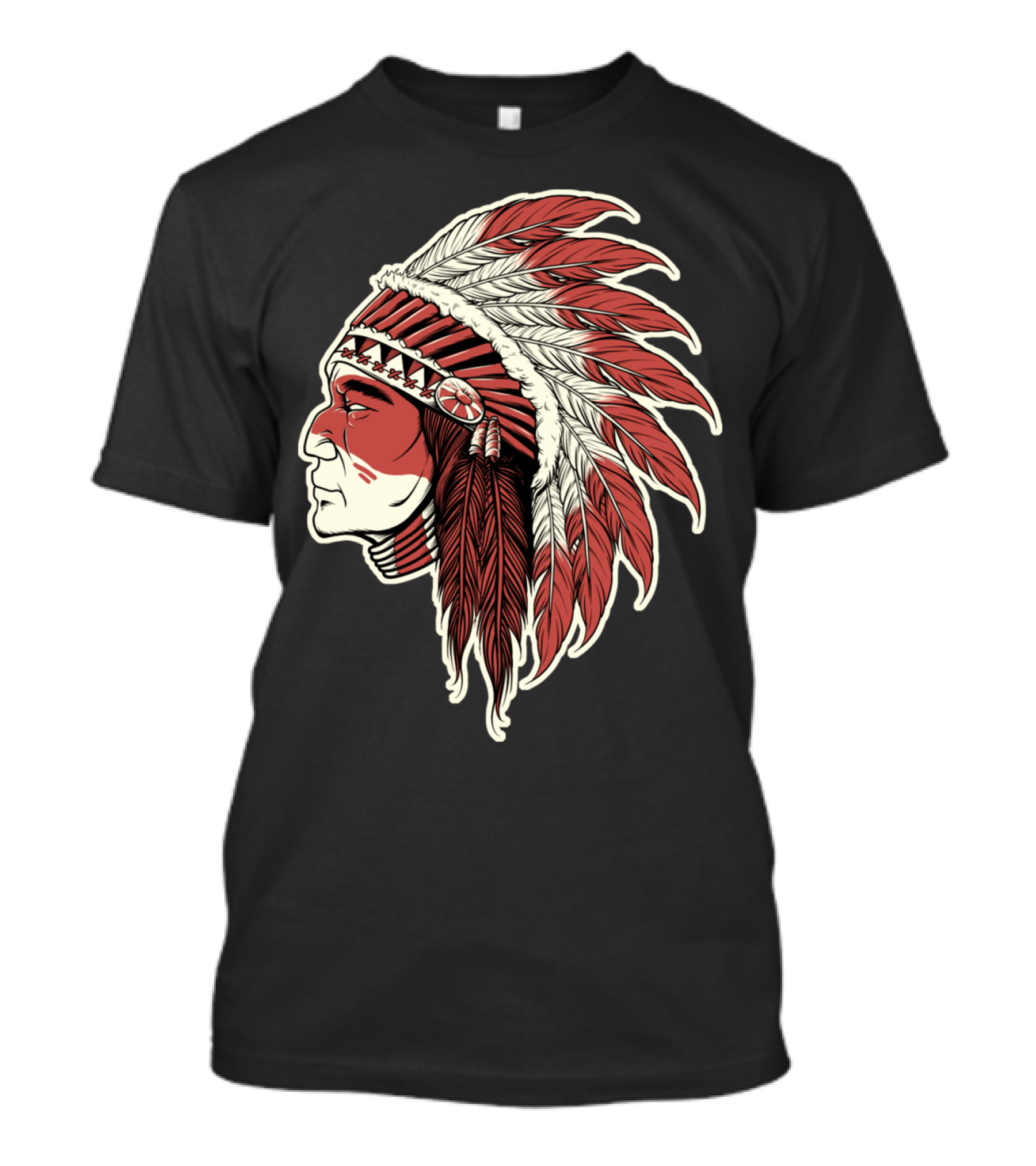 Native Indian Chief Feathered Headdress Profile T-Shirt
