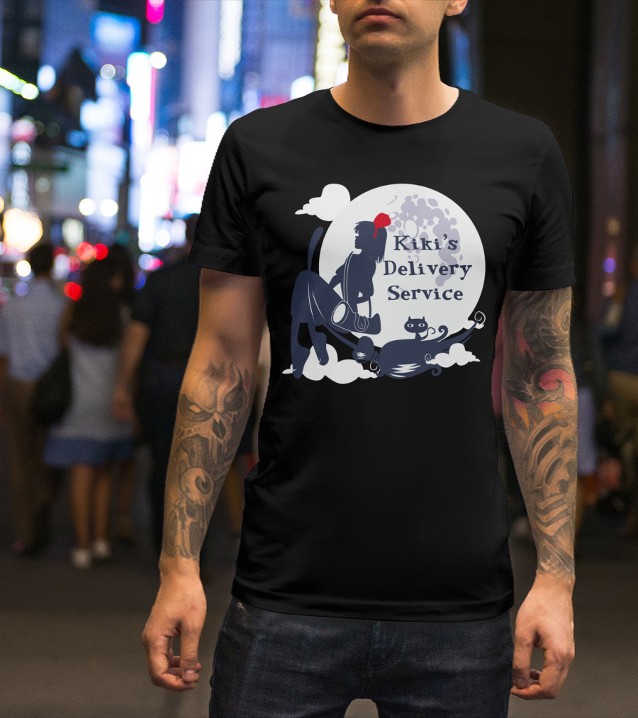 Kiki's Delivery Service Moonlit Adventure With Cat T-Shirt