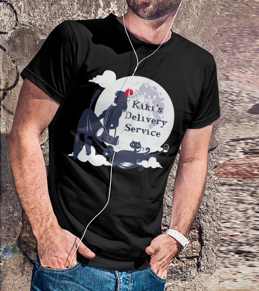 Kiki's Delivery Service Moonlit Adventure With Cat T-Shirt