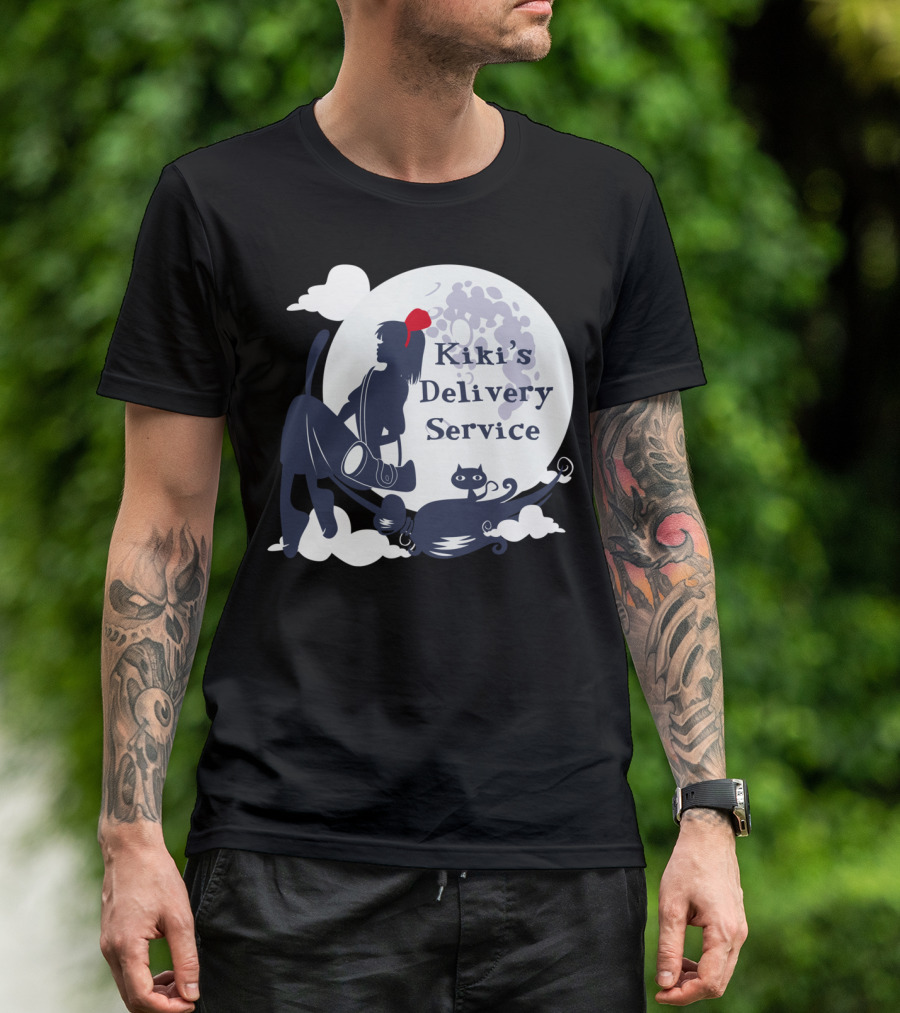 Kiki's Delivery Service Moonlit Adventure With Cat T-Shirt