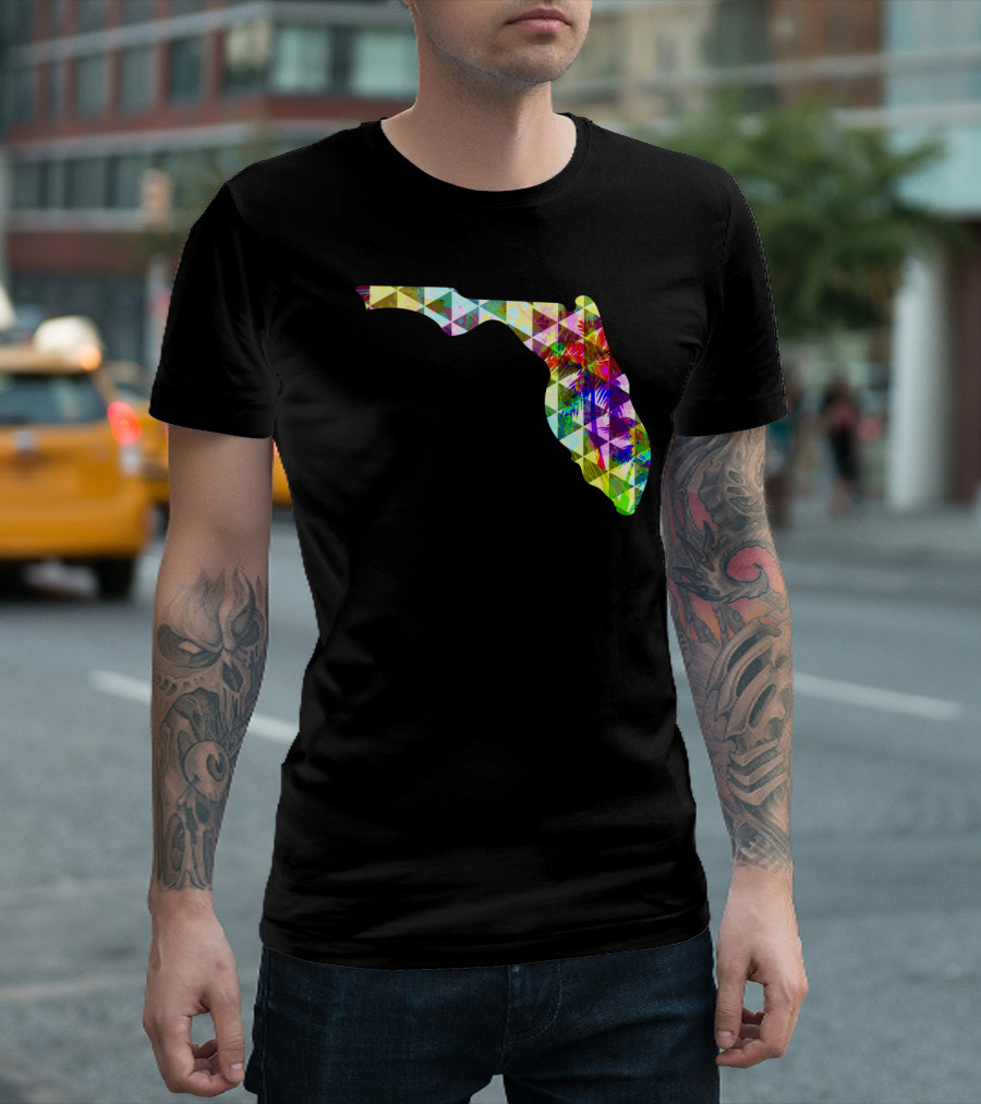 Sunshine State Florida Map Vibrant Abstract T-Shirt