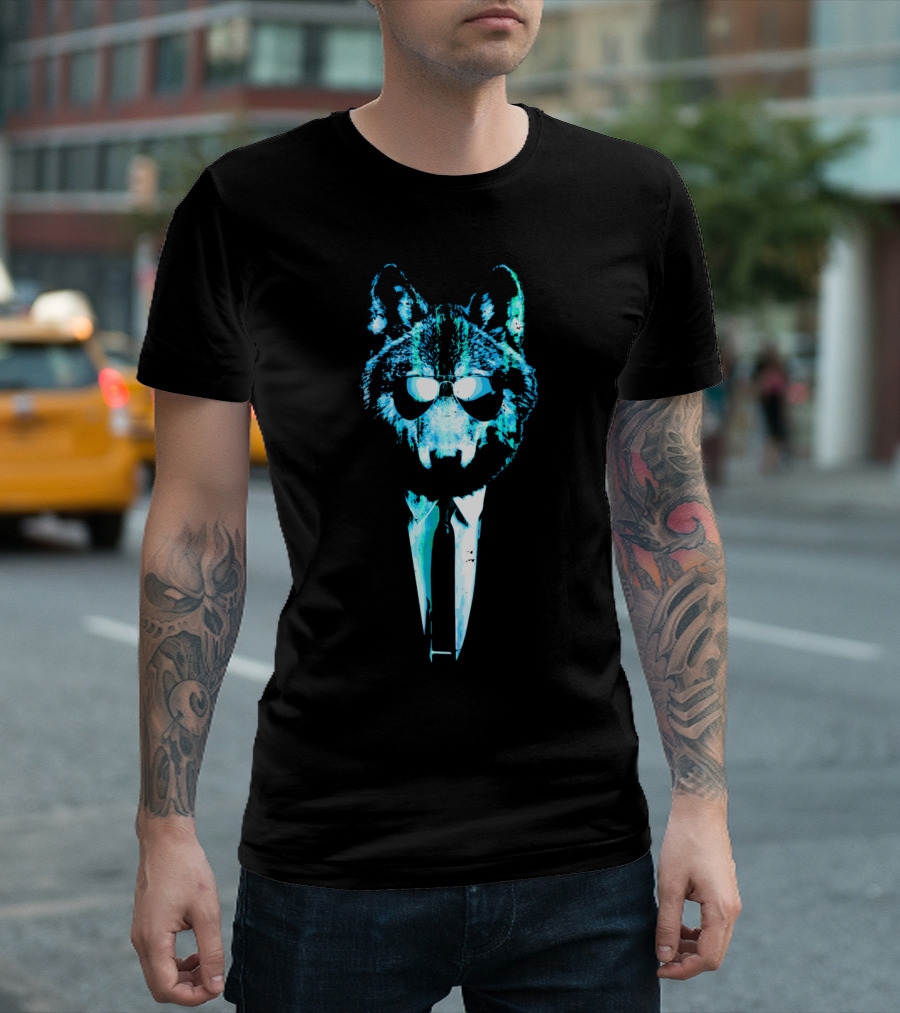 Super Chill Ice Wolf Cool Sunglasses Black Suit Stunning T-Shirt