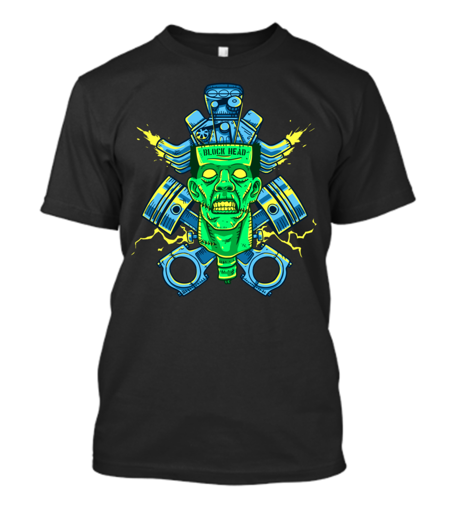 BLOCK HEAD Zombie Engine Pistons And Sparks T-Shirt