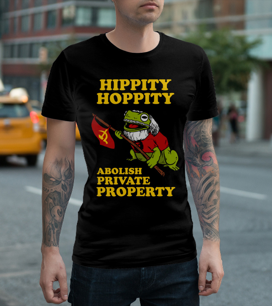 Hippity Hoppity Abolish Private Property Frog with Communist Flag T-Shirt