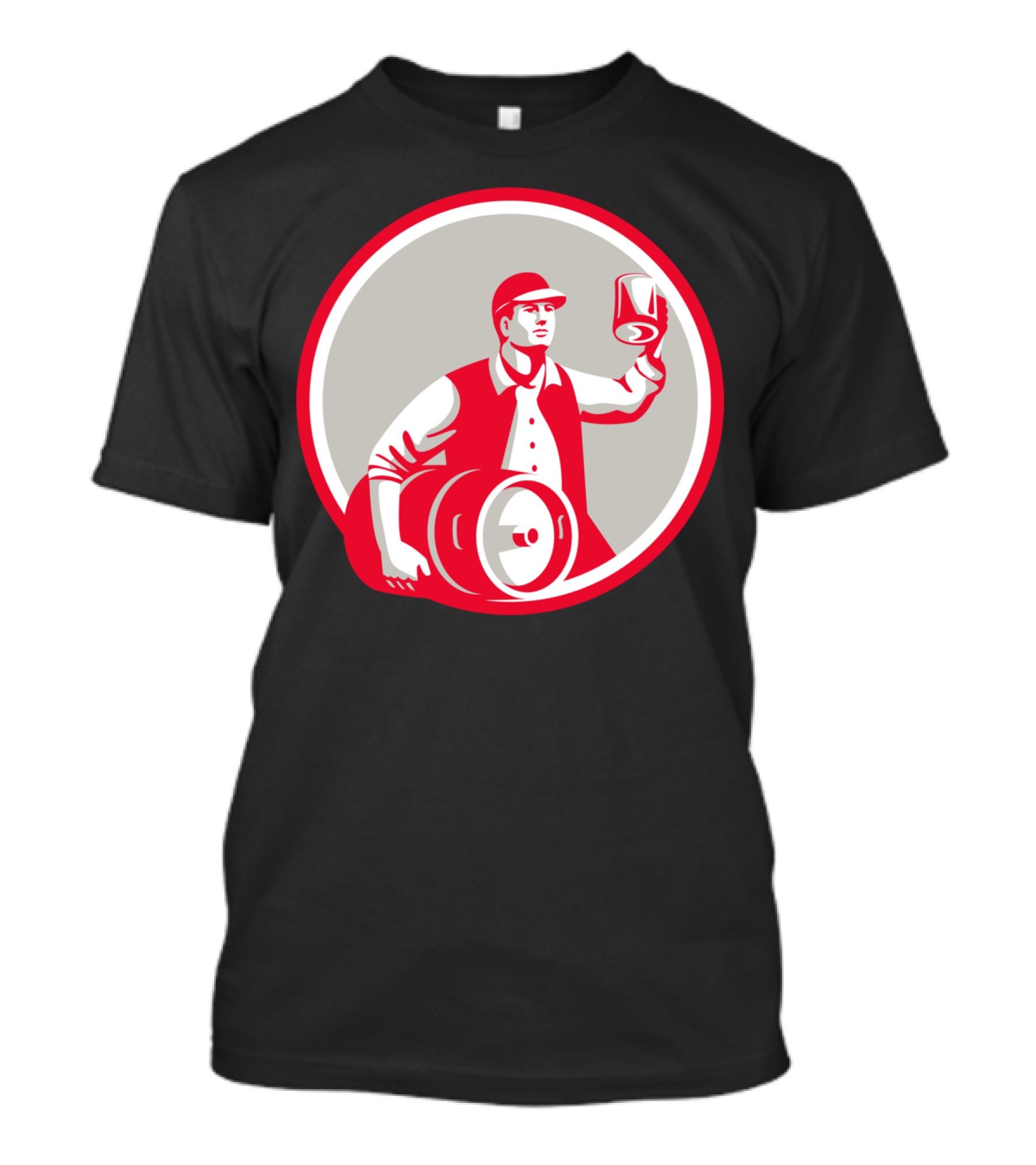 American Worker Beer Toast With Keg In Circle T-Shirt