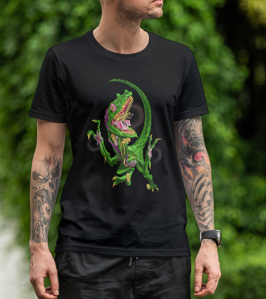 Flower Raptor Dinosaur Blossom Fusion T-Shirt