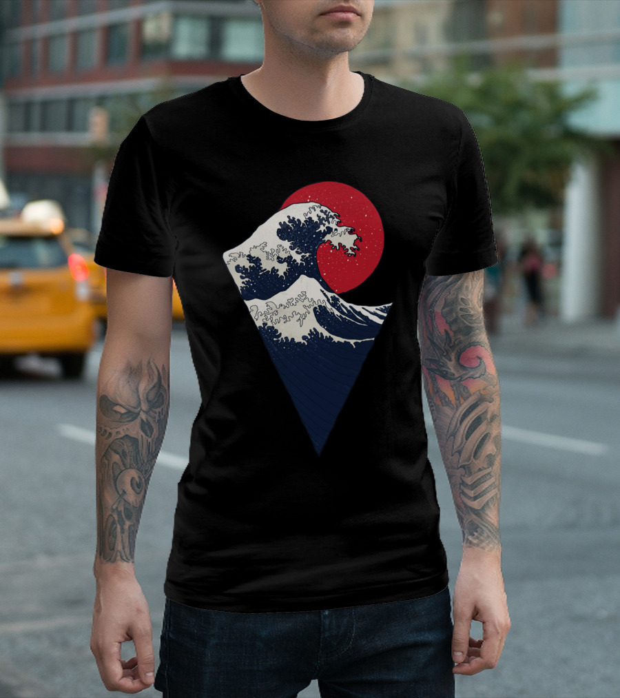 Blodmoon Wave Great Wave Red Moon Fusion T-Shirt