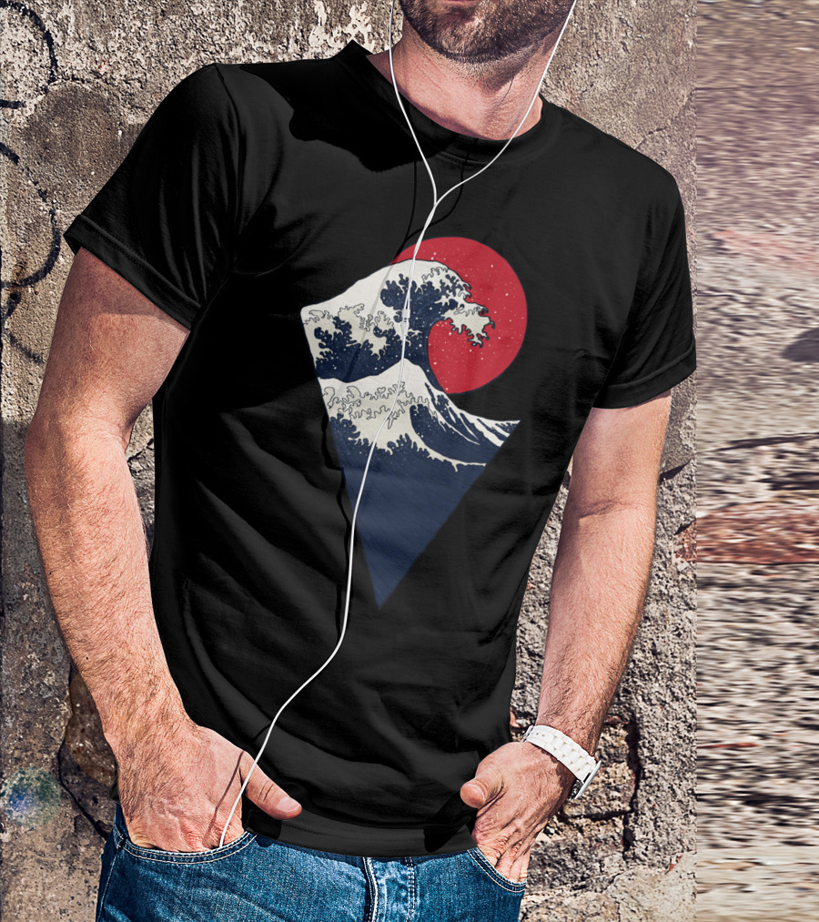 Blodmoon Wave Great Wave Red Moon Fusion T-Shirt