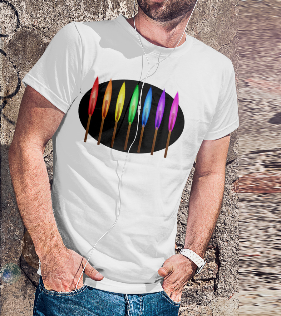 Rainbow Matches Colorful Sticks Spectrum Flame Quartet T-Shirt