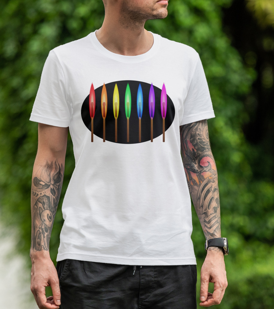 Rainbow Matches Colorful Sticks Spectrum Flame Quartet T-Shirt