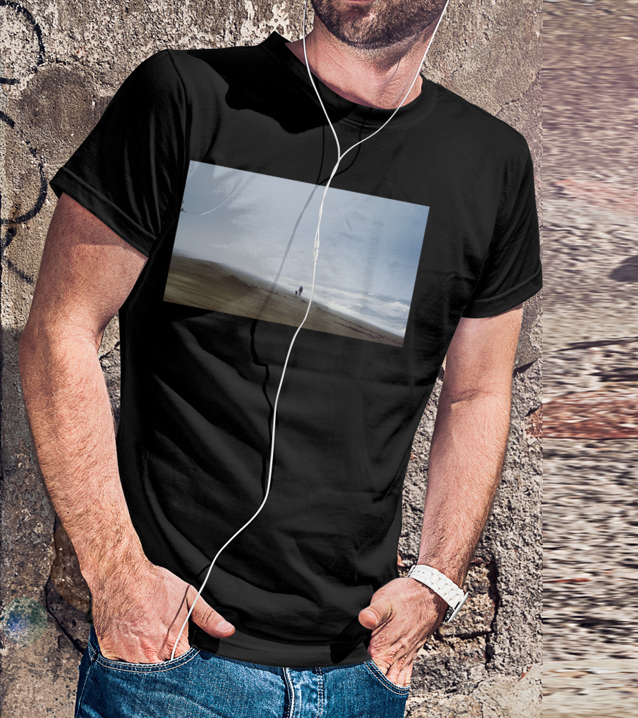 A Long Beach Walk In Misty Seaside Serenity T-Shirt