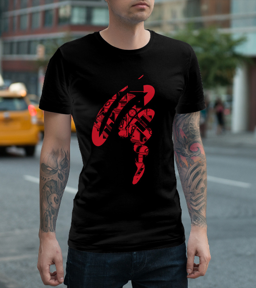 V8V Abstract Mechanical Design With Red And Black Elements T-Shirt