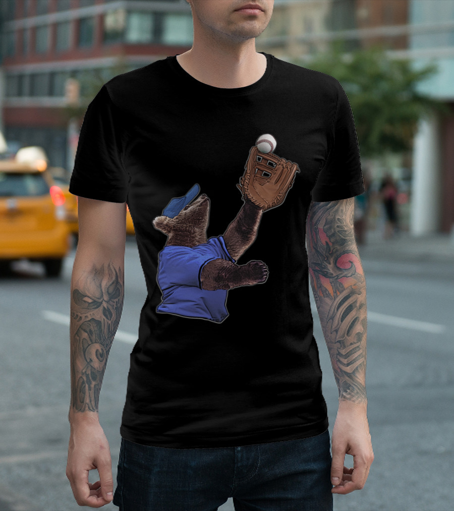 Baseball Bear Catching Fielder T-Shirt