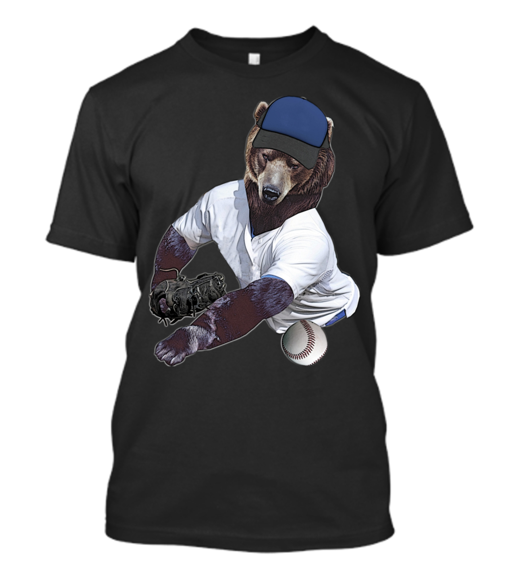 Bear In Baseball Cap Pitching A Baseball T-Shirt