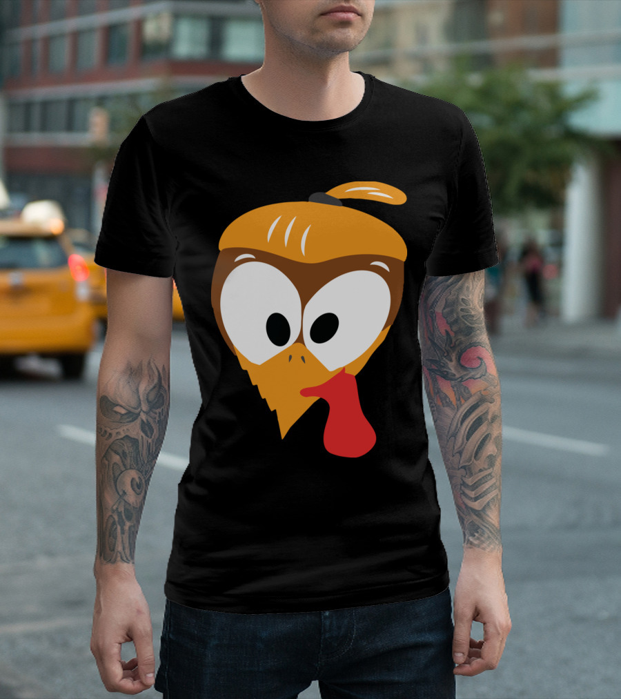 Super Cute Thanksgiving Turkey Face Des T-Shirt