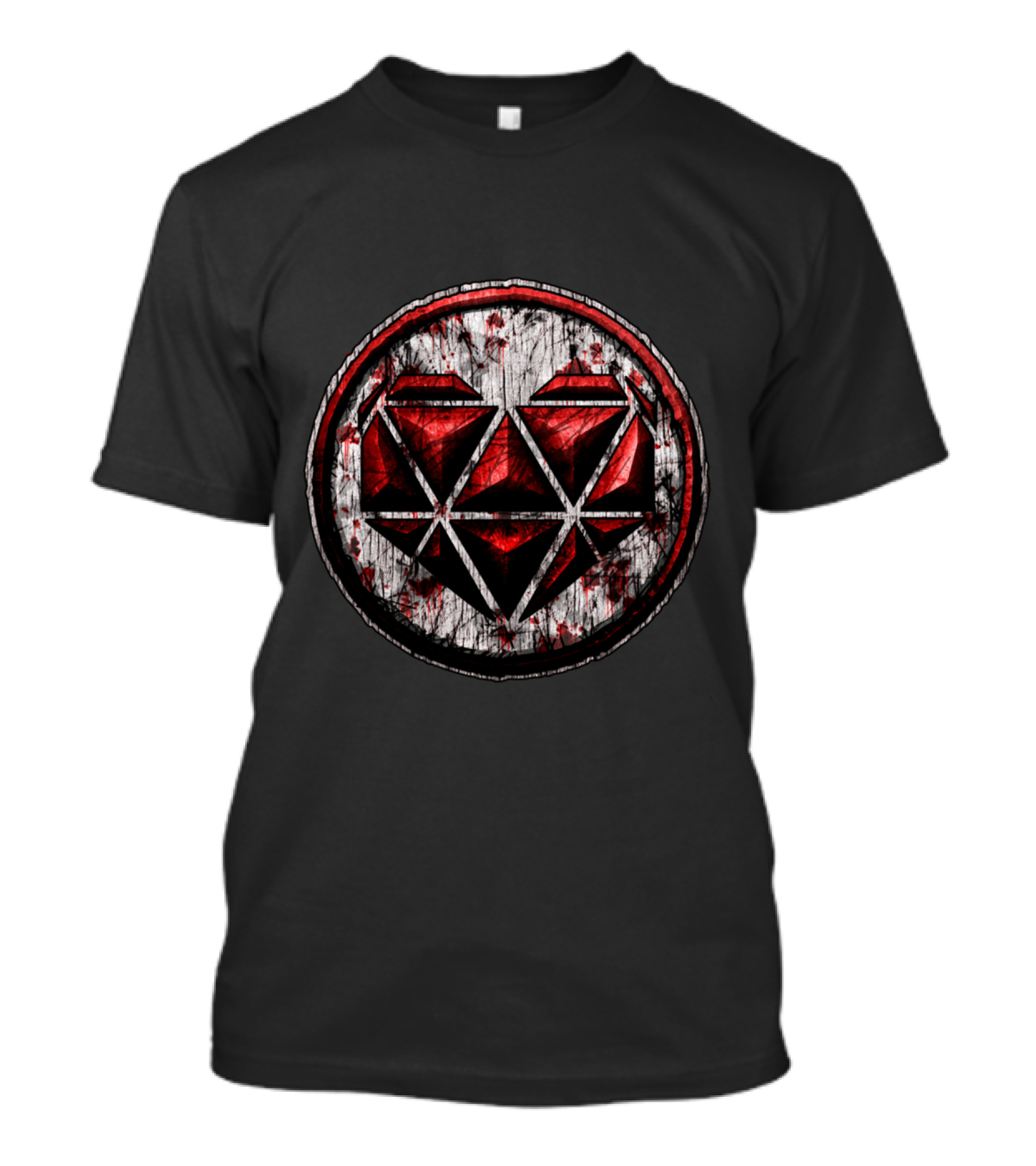 BLOODY HEART Geometric Red Grunge Emblem T-Shirt