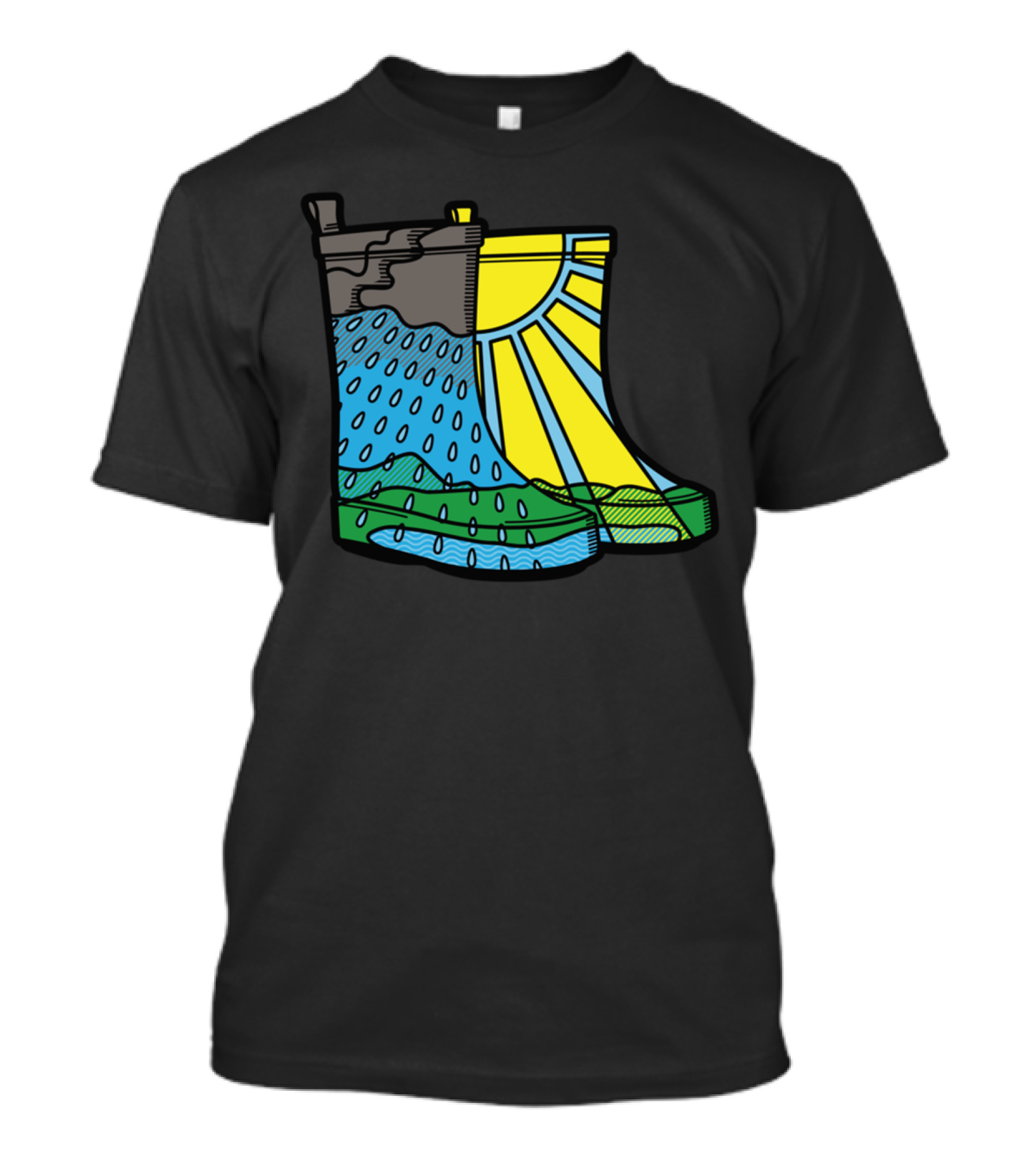 Rainy Day Boots Sunshine And Raindrops Fusion T-Shirt