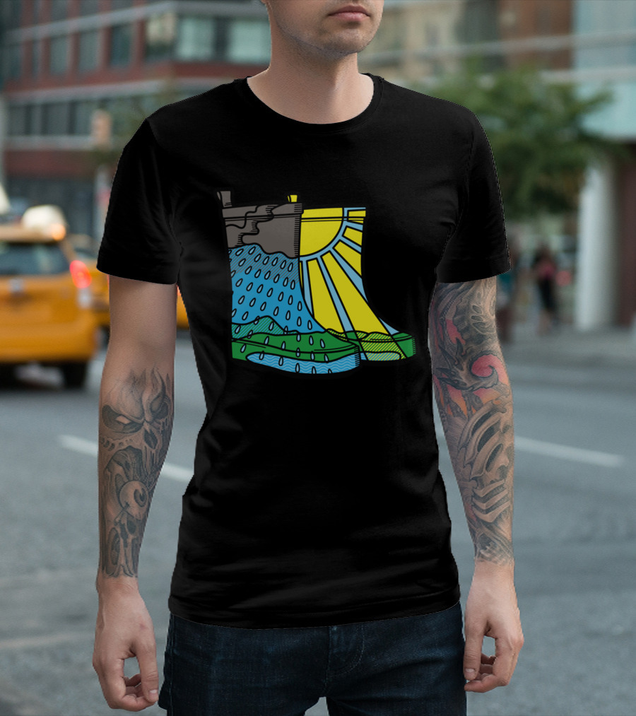 Rainy Day Boots Sunshine And Raindrops Fusion T-Shirt