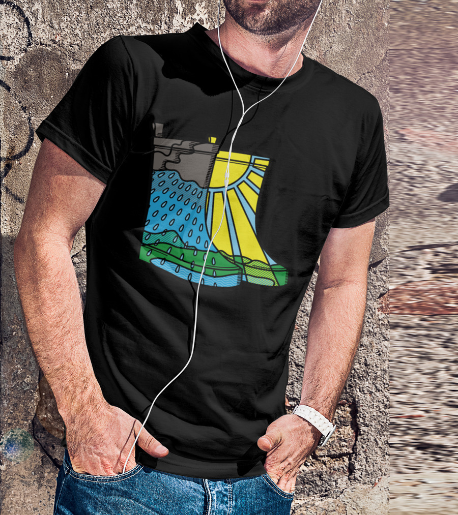 Rainy Day Boots Sunshine And Raindrops Fusion T-Shirt