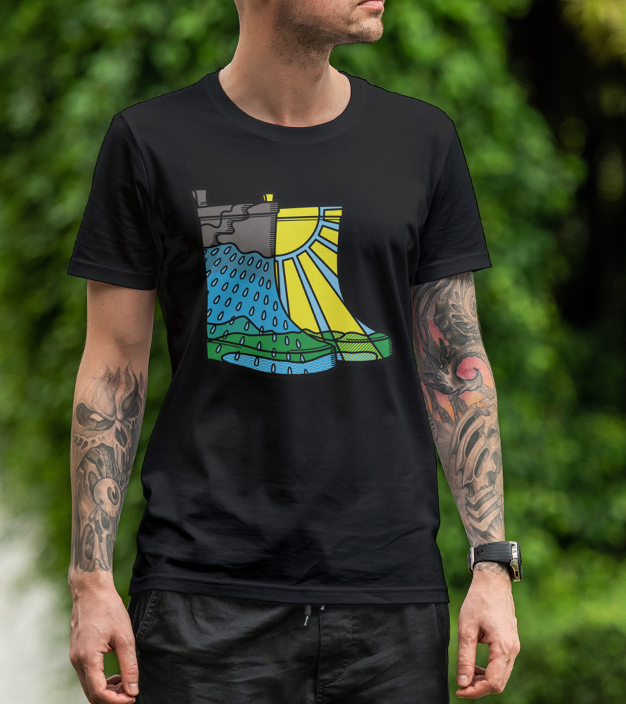 Rainy Day Boots Sunshine And Raindrops Fusion T-Shirt
