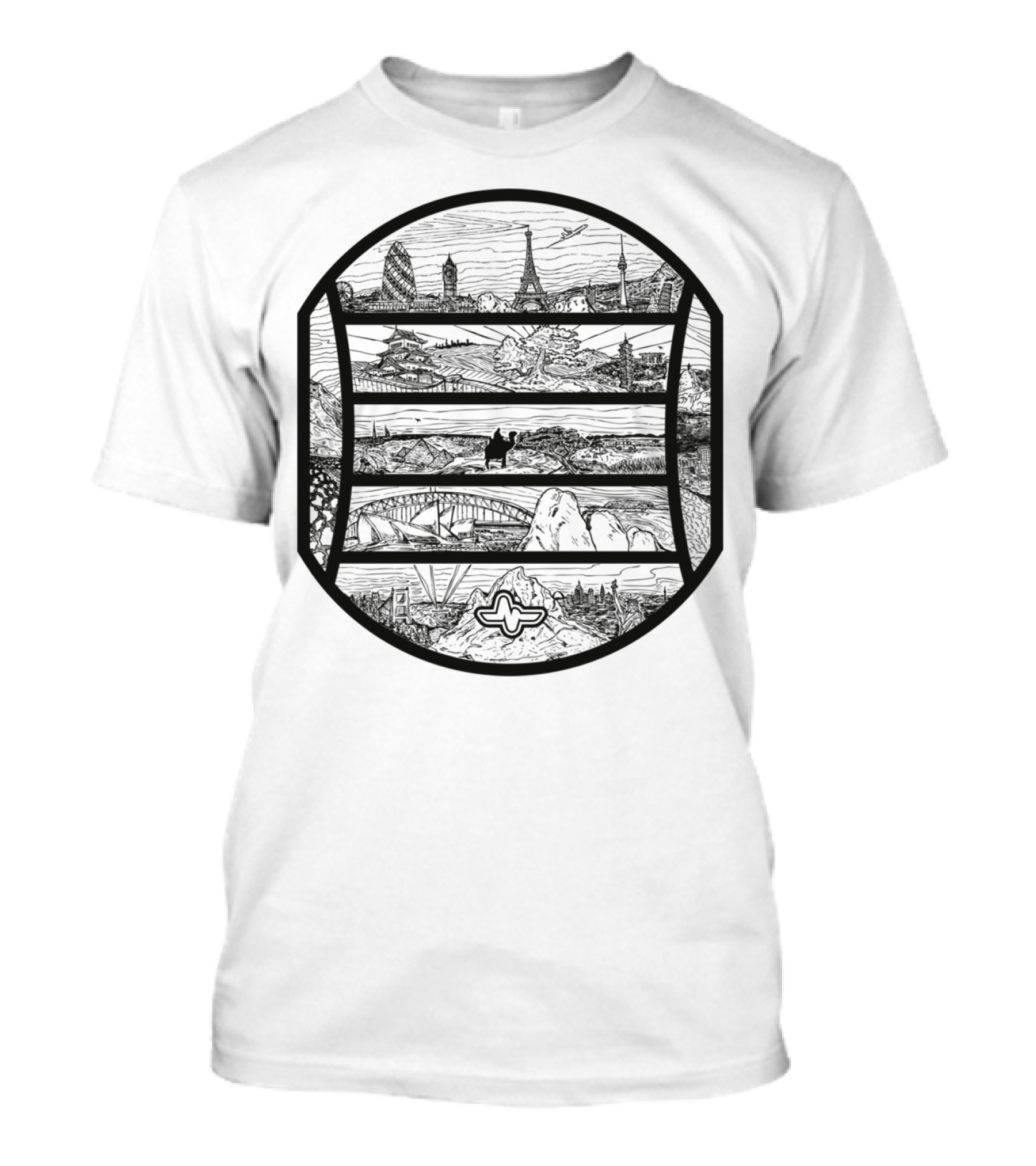 Continental Europe Iconic Landmarks Scenic Circular T-Shirt