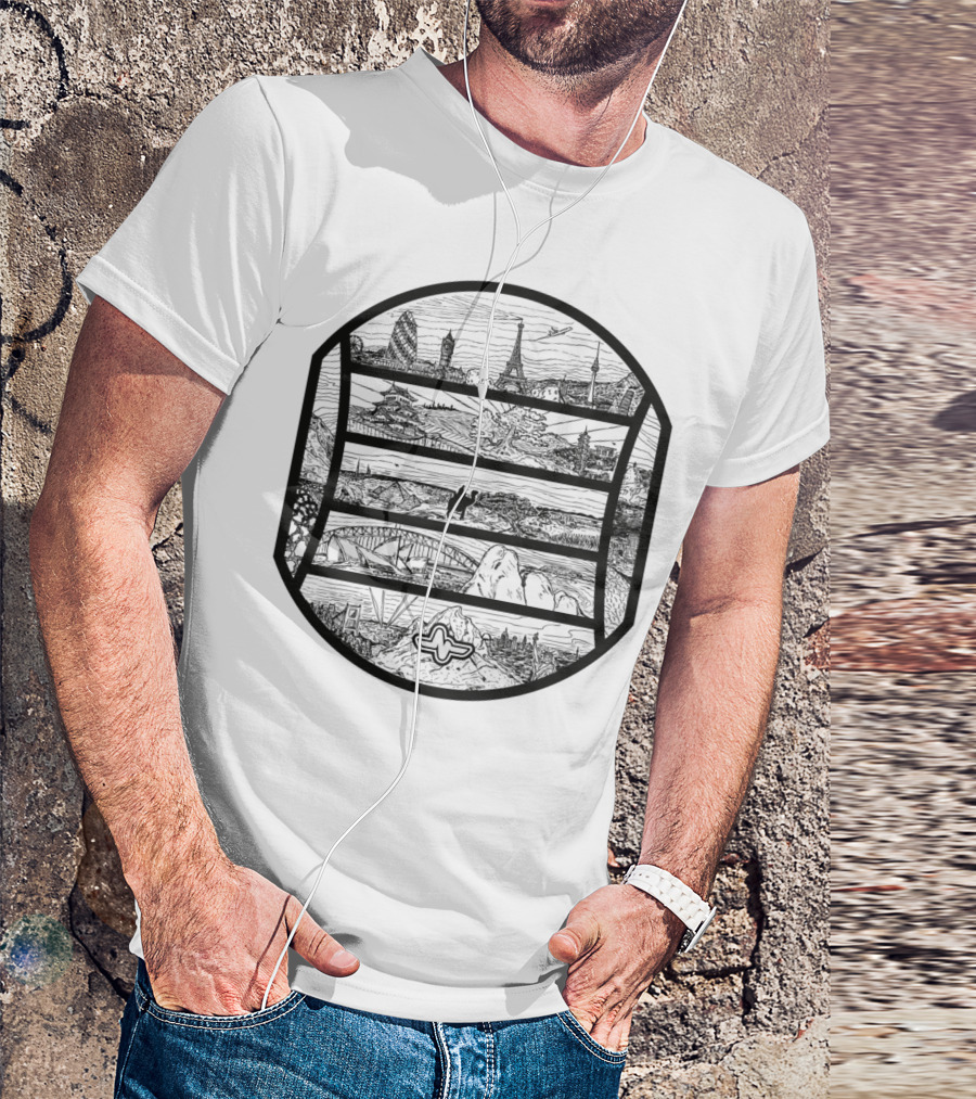 Continental Europe Iconic Landmarks Scenic Circular T-Shirt