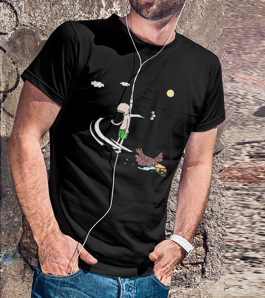 A Memory Of Last Summer Sun Clouds Bird Sandwich Guy Green Shorts T-Shirt