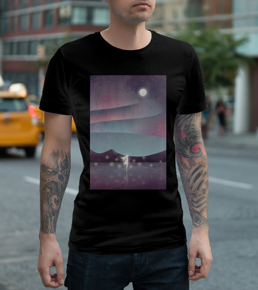Descendant Of The Northern Lights Under Moonlit Aurora Skies T-Shirt