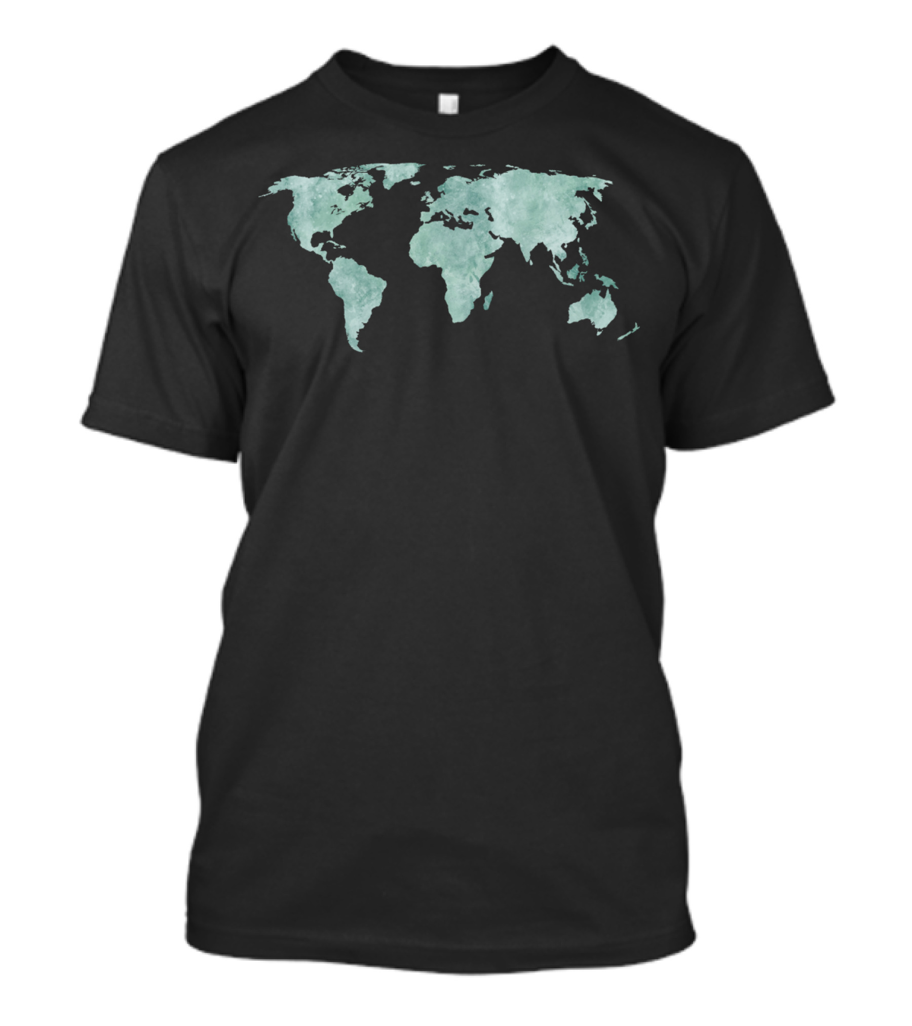 Desert Mint Watercolor World Map T-Shirt