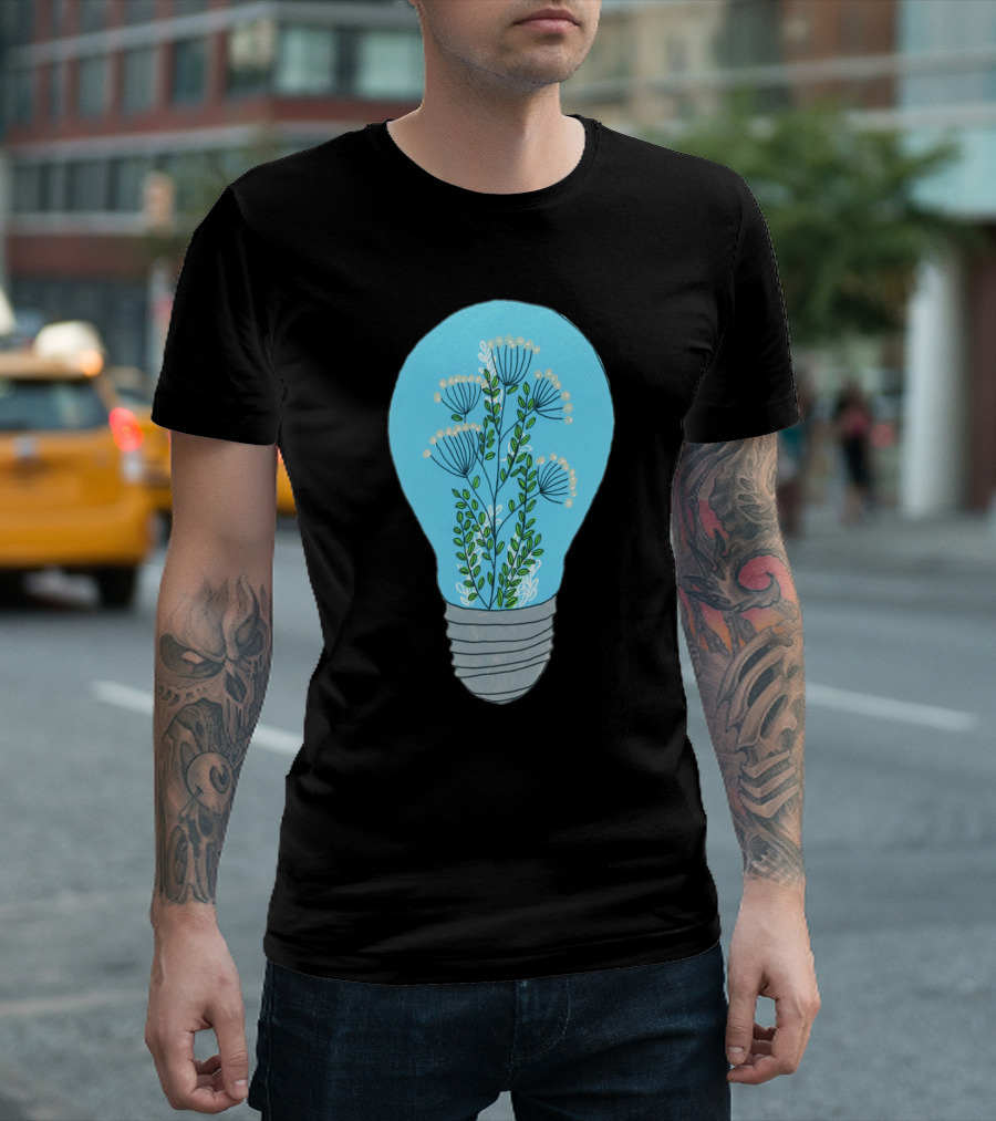 Eternal Terrarium Light Bulb With Floral Greenery Inside T-Shirt