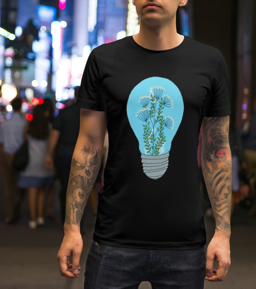 Eternal Terrarium Light Bulb With Floral Greenery Inside T-Shirt