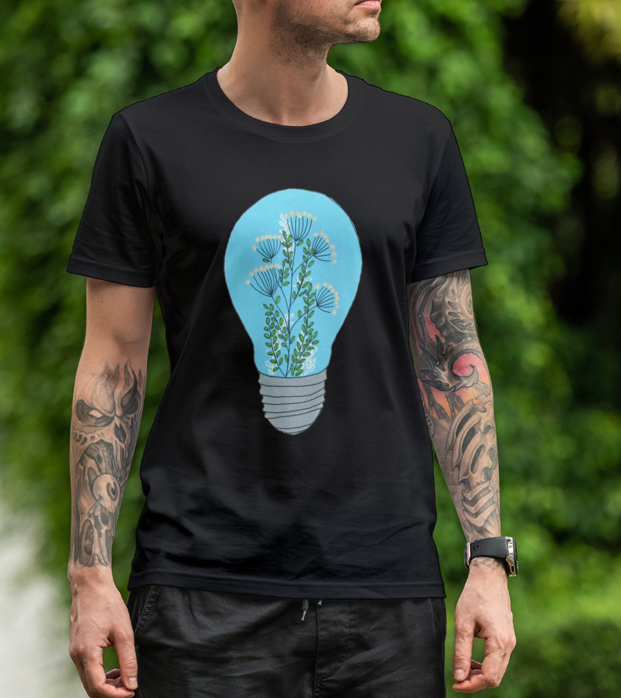Eternal Terrarium Light Bulb With Floral Greenery Inside T-Shirt
