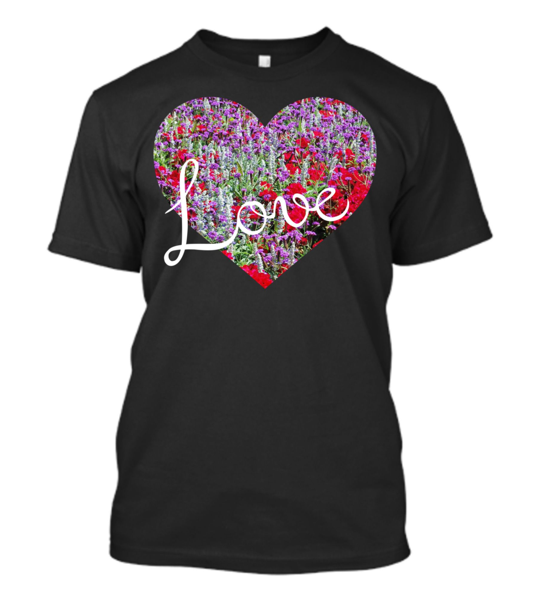 Love Heart With Vibrant Floral Background T-Shirt