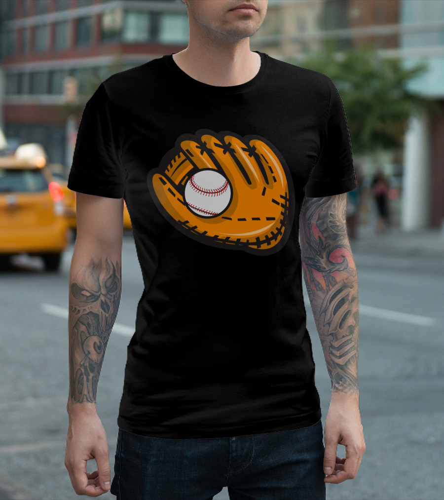 Baseball Mitt Catching Ball T-Shirt