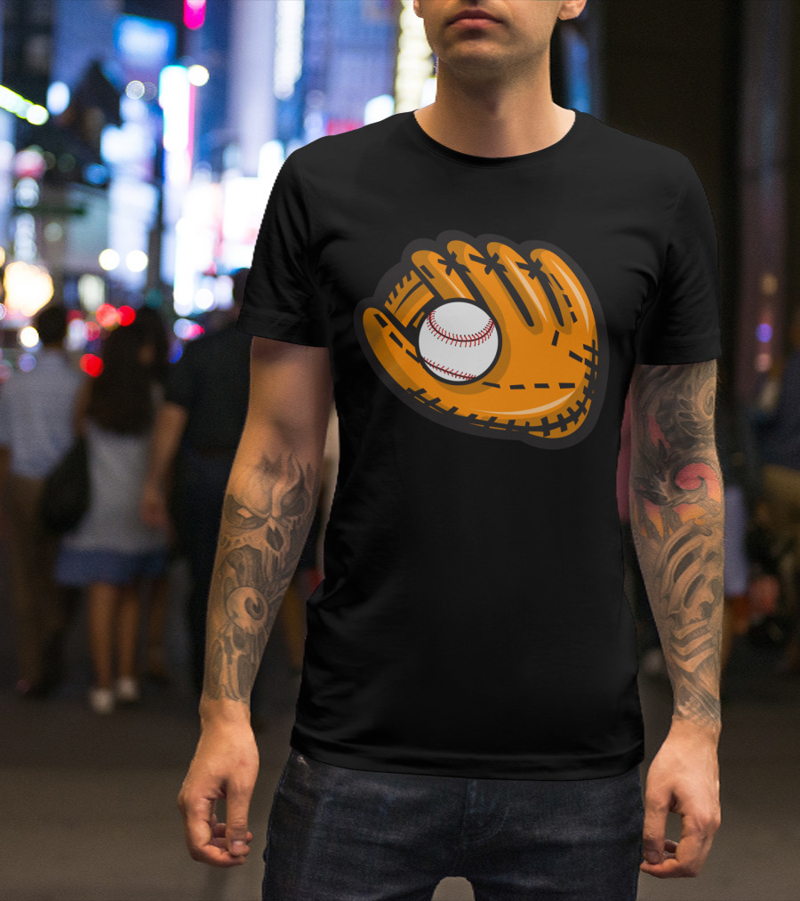 Baseball Mitt Catching Ball T-Shirt