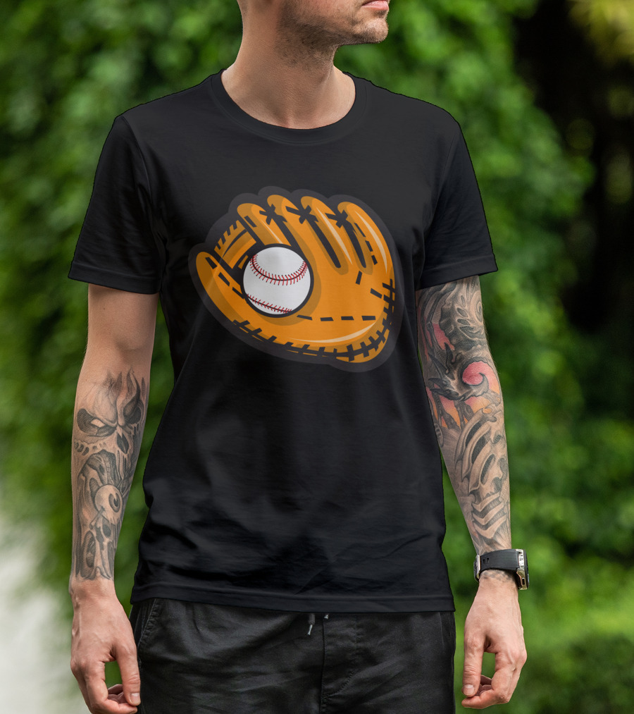 Baseball Mitt Catching Ball T-Shirt