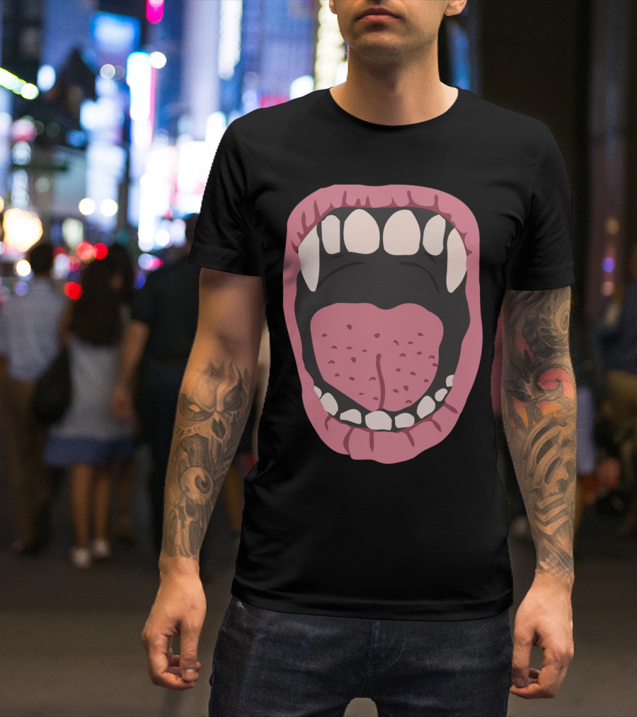 Vampire Mouth Open Fangs Teeth Tongue T-Shirt