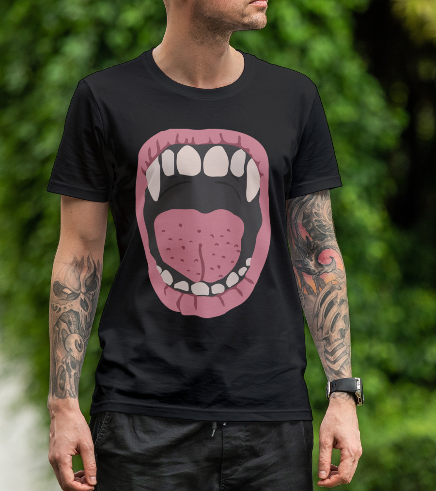 Vampire Mouth Open Fangs Teeth Tongue T-Shirt