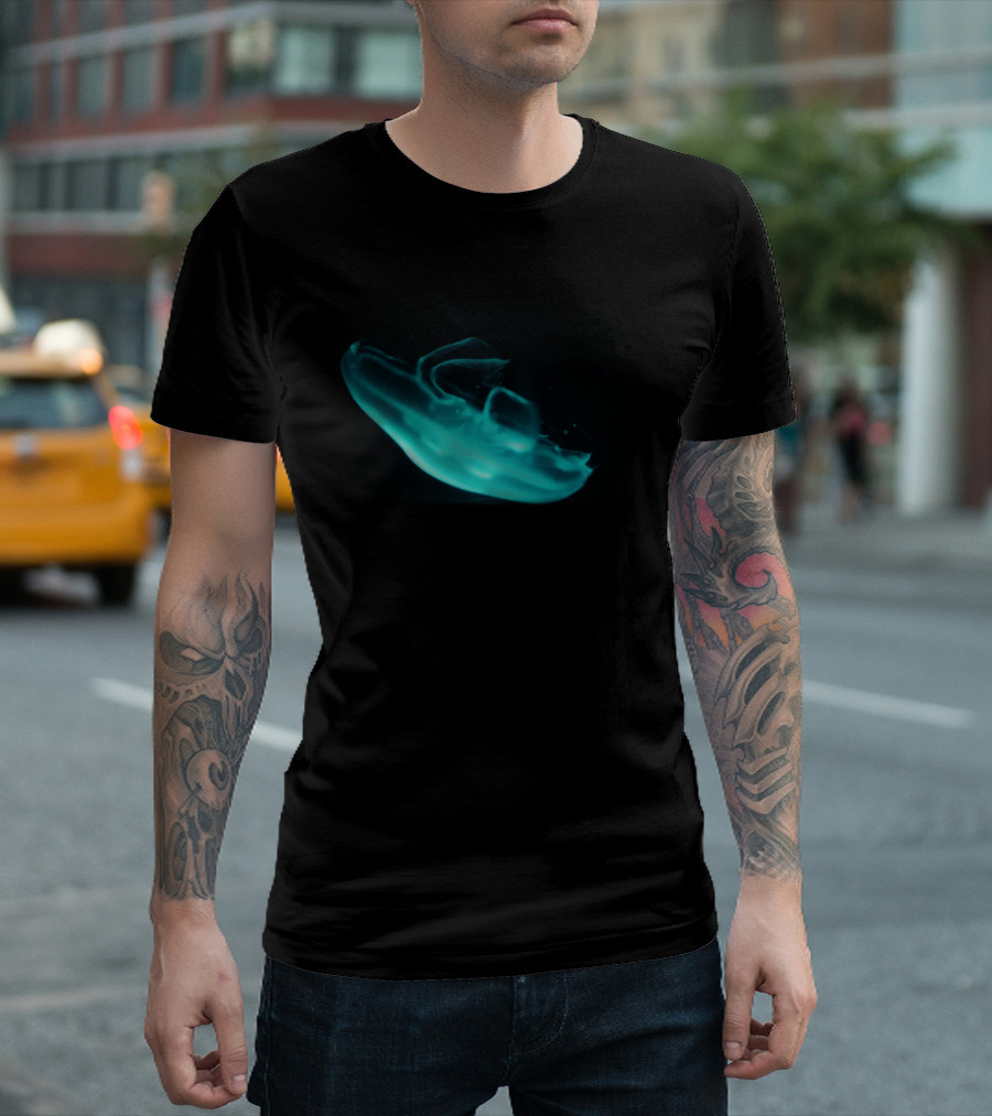 Ethereal Glowing Jellyfish in Tranquil Darkness T-Shirt