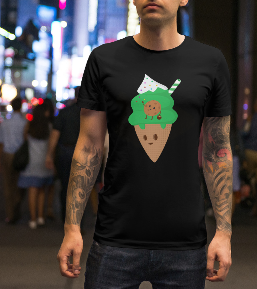 Cookie And Ice Cream Buddies Green Whipped Cone T-Shirt