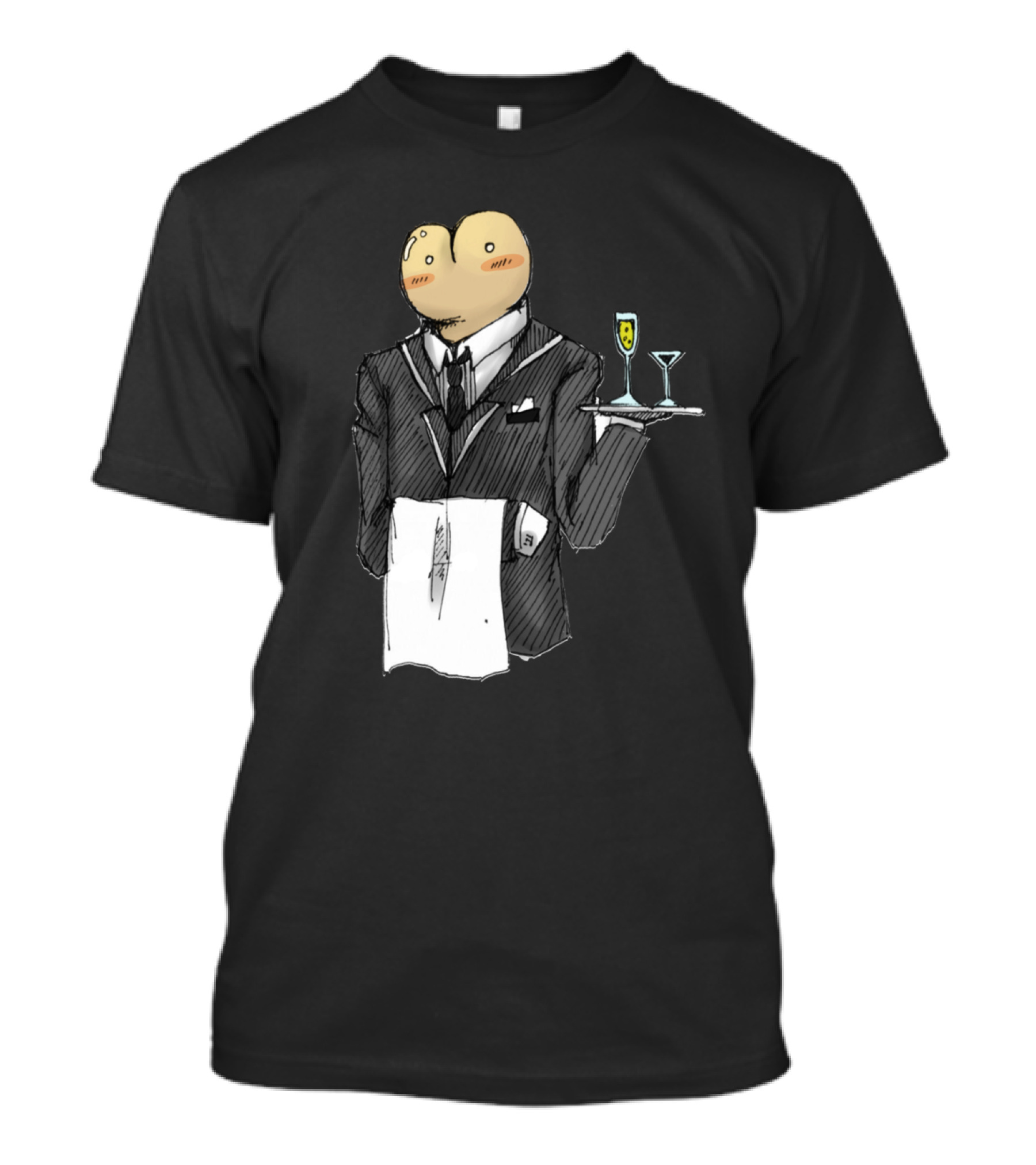 Buttler At Your Service~ Funny Butler In Suit With Champagne And Martini T-Shirt