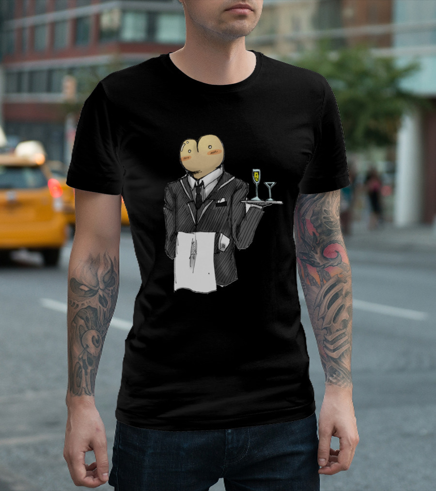 Buttler At Your Service~ Funny Butler In Suit With Champagne And Martini T-Shirt