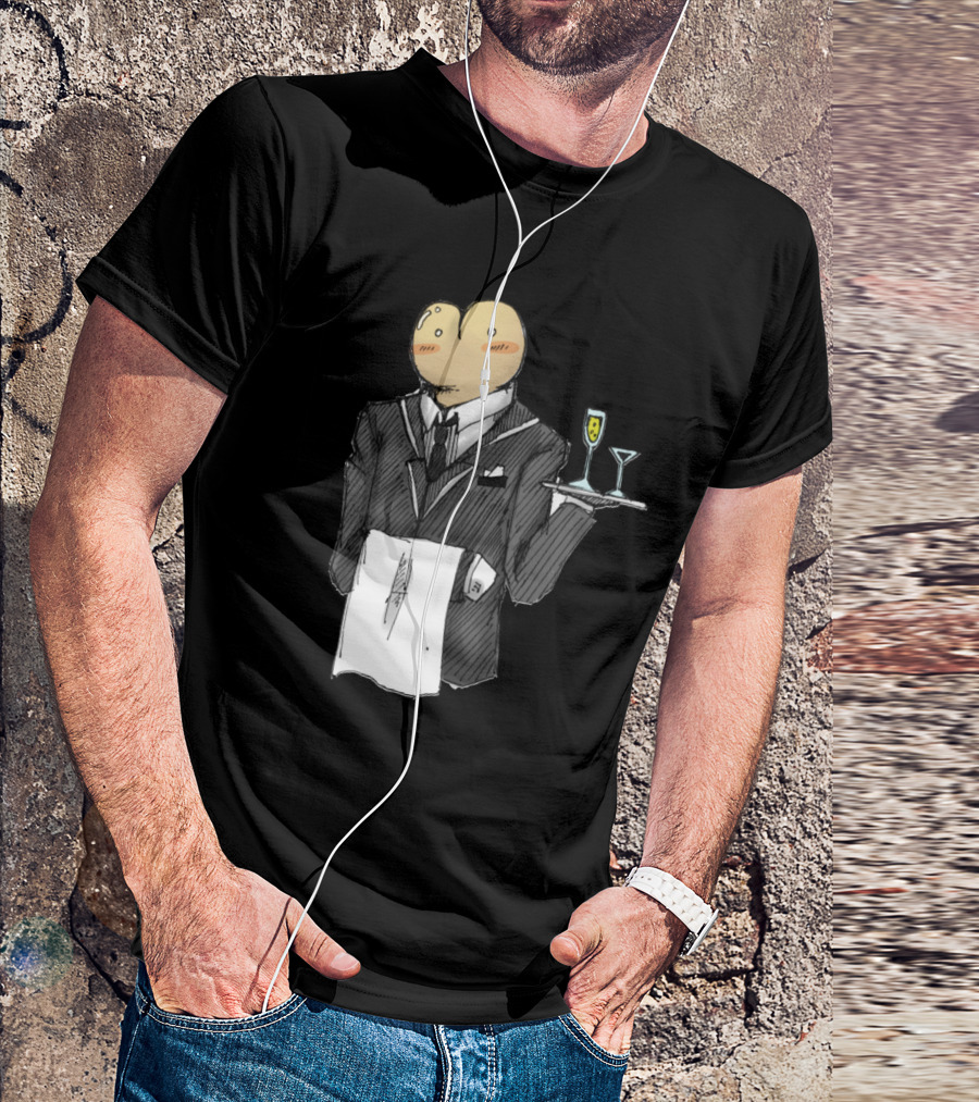Buttler At Your Service~ Funny Butler In Suit With Champagne And Martini T-Shirt
