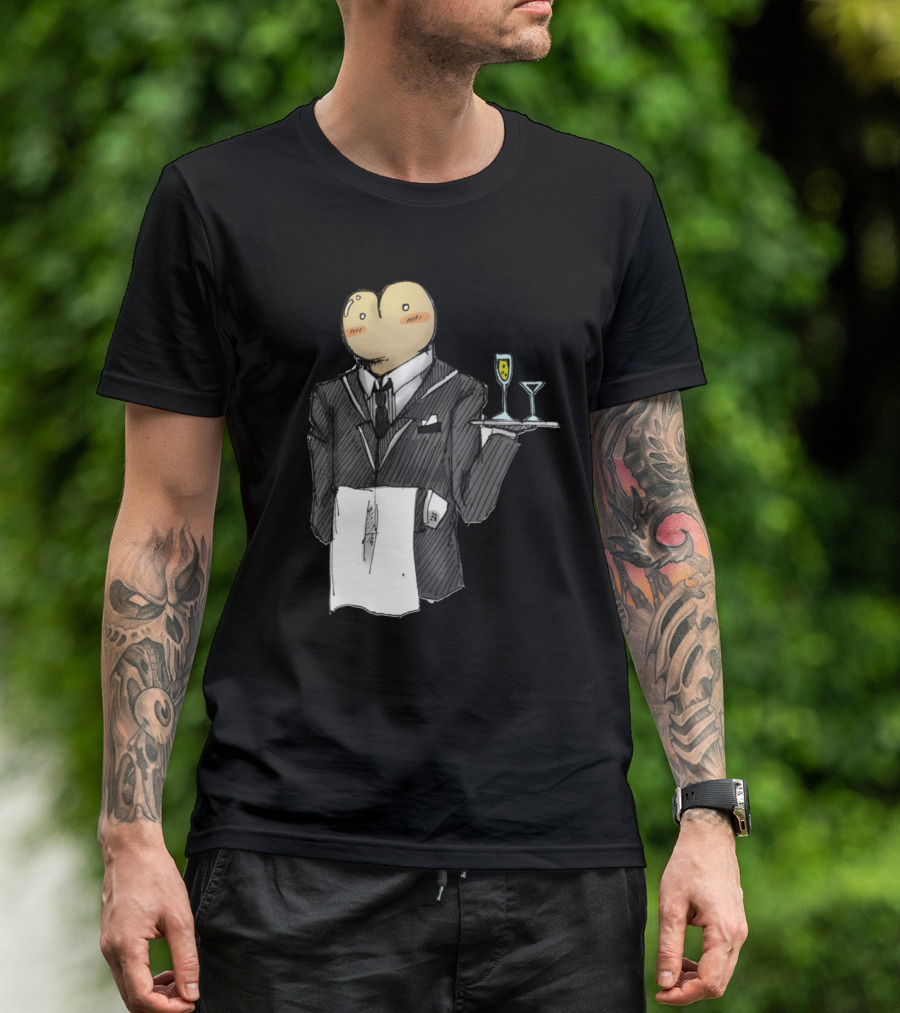 Buttler At Your Service~ Funny Butler In Suit With Champagne And Martini T-Shirt