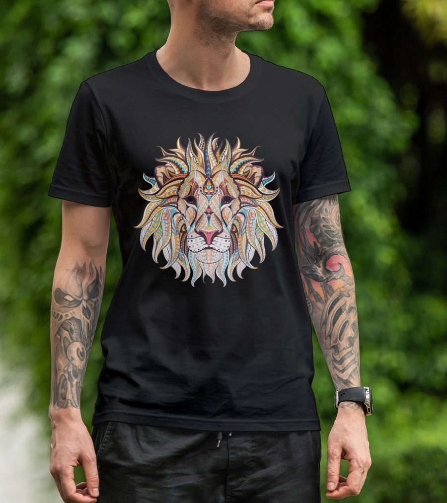 Intricate Ethnic Lion Mandala T-Shirt
