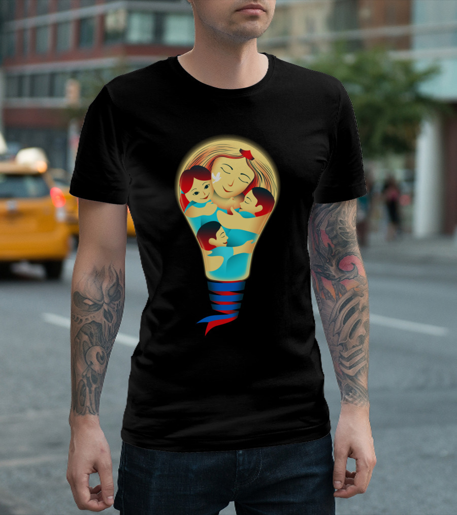 Hope Light Bulb Embracing Family by Alchemist T-Shirt